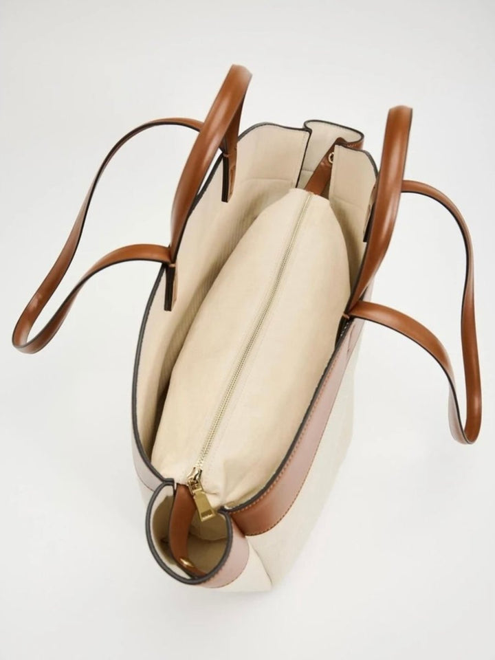 Women's Large Canvas Tote Bag with Leather Accents (3)