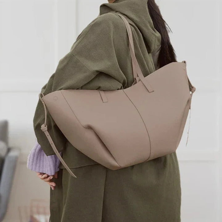Women's Large Vintage Faux Leather Laptop Bag in Grey