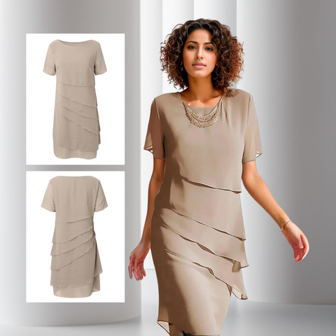 Women's Layered Chiffon Midi Party Dress (9)