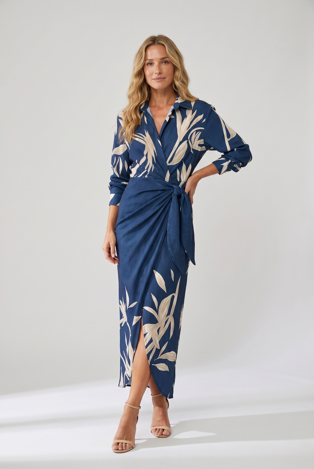 Women's Leaf Print Summer Dress, Maxi Wrap (2)