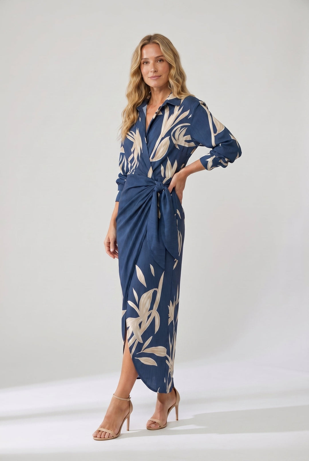 Women's Leaf Print Summer Dress, Maxi Wrap (3)