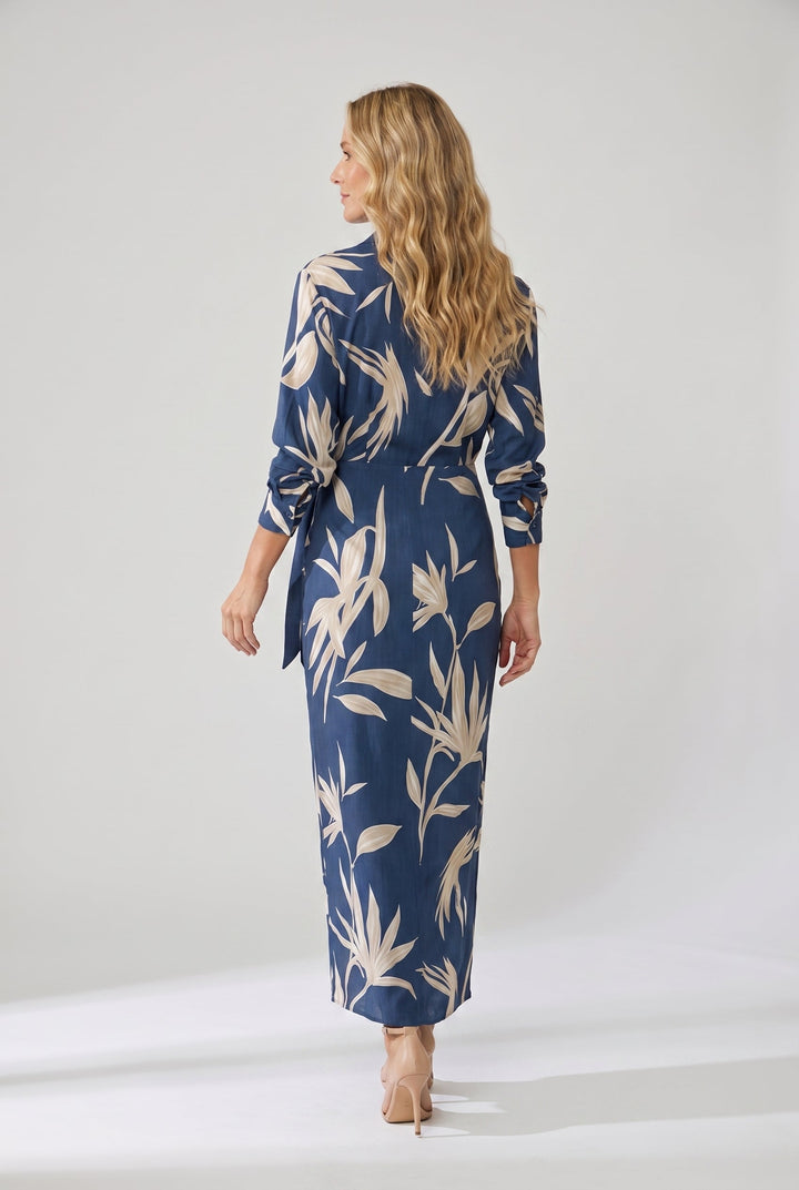 Women's Leaf Print Summer Dress, Maxi Wrap (4)