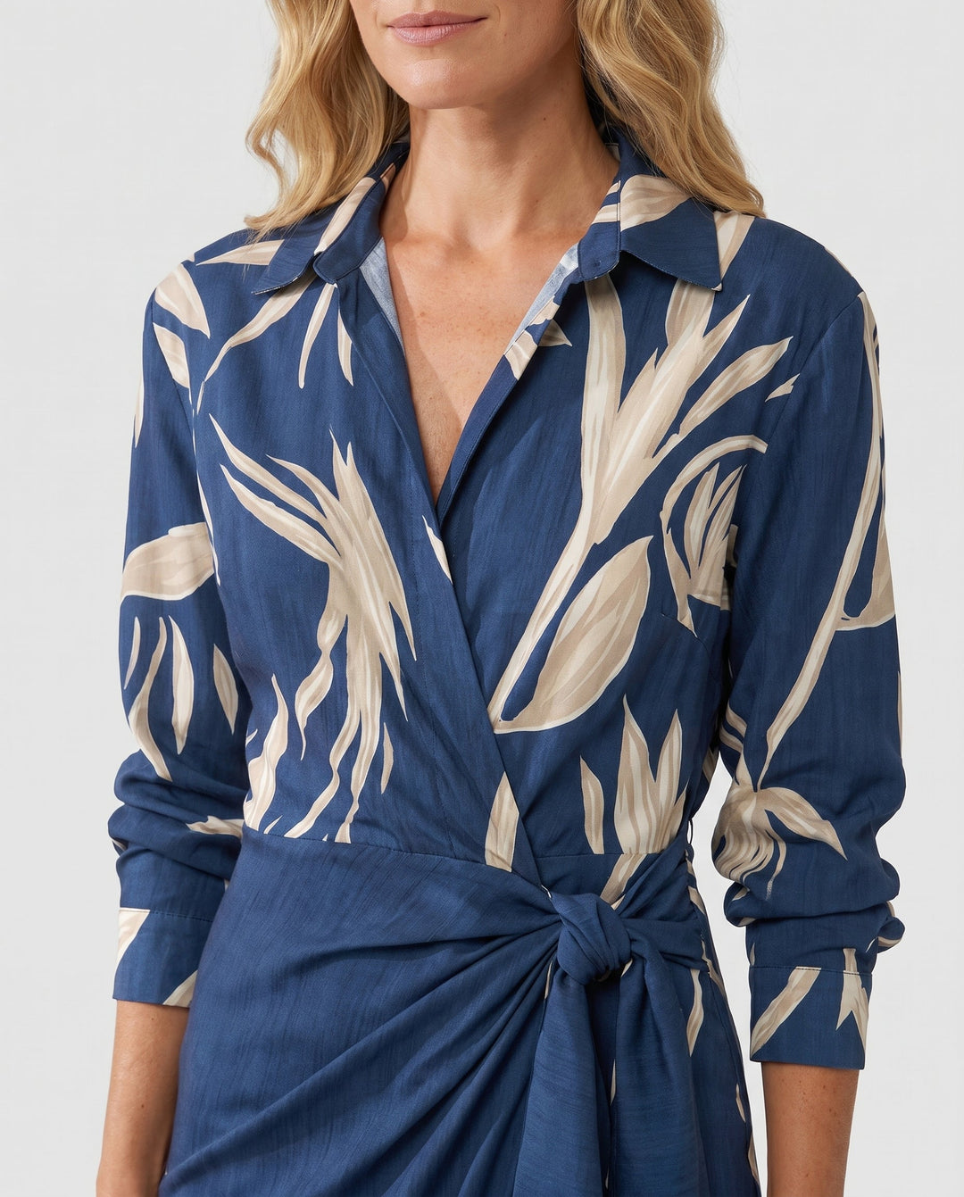 Women's Leaf Print Summer Dress, Maxi Wrap (5)