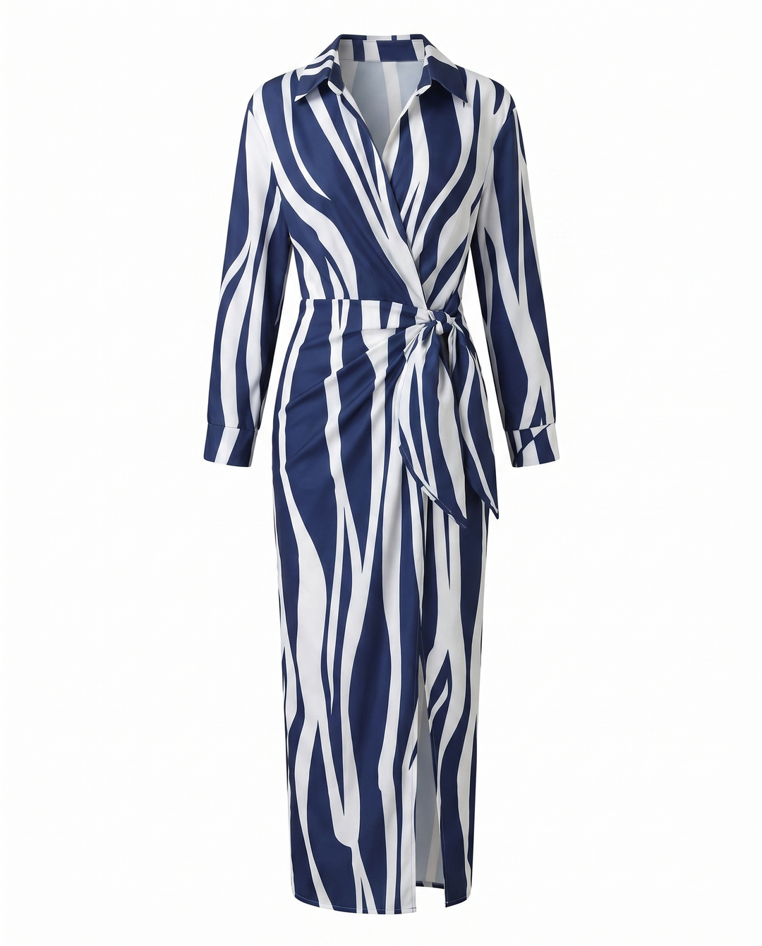 Women's Leaf Print Summer Dress, Maxi Wrap in White 2