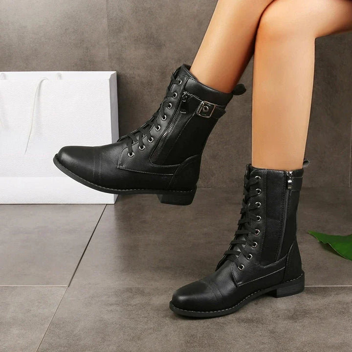 Women's Leather Ankle Boots Lace-Up (4)
