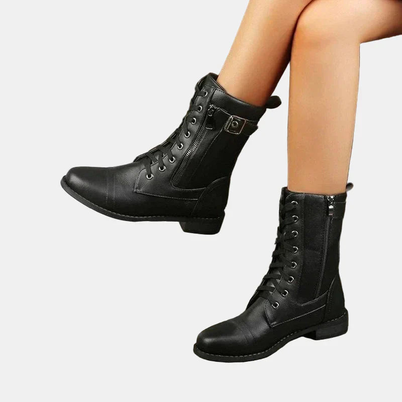 Women's Leather Boots for Fall in Black