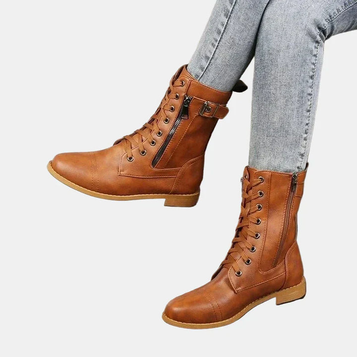 Women's Leather Boots for Fall in Brown
