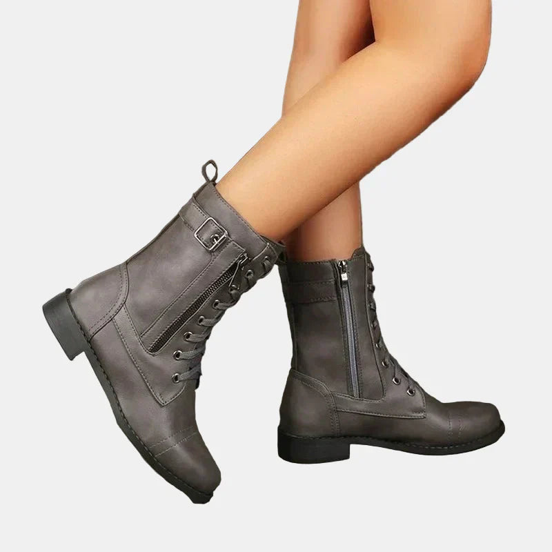 Women's Leather Boots for Fall in Grey