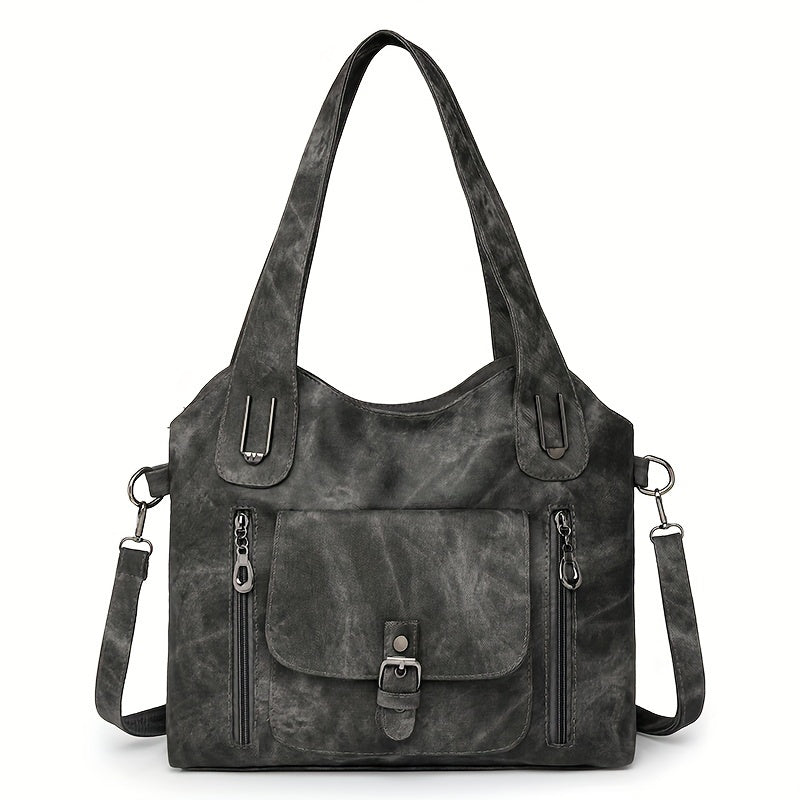 Women's Leather Convertible Tote Bag in Black