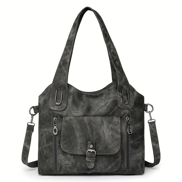 Women's Leather Convertible Tote Bag in Black