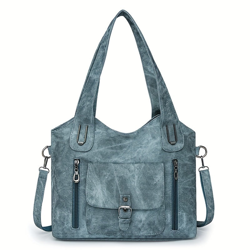 Women's Leather Convertible Tote Bag in Blue