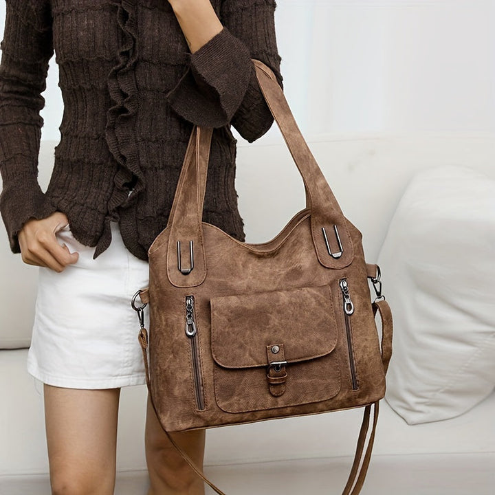 Women's Leather Convertible Tote Bag in Brown 2