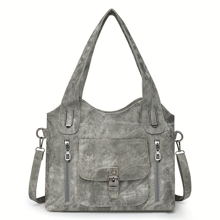 Women's Leather Convertible Tote Bag in Grey