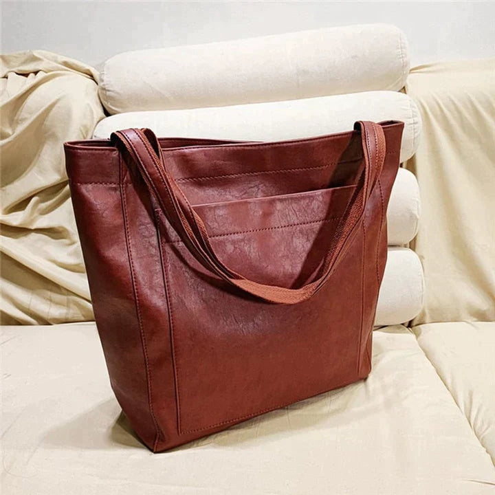 Women's Leather Laptop Bag Everyday Office Tote in Red