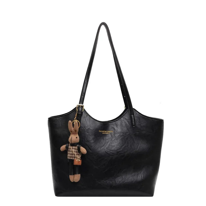 Women's Leather Tote Bag for Organized Everyday Carry in Black