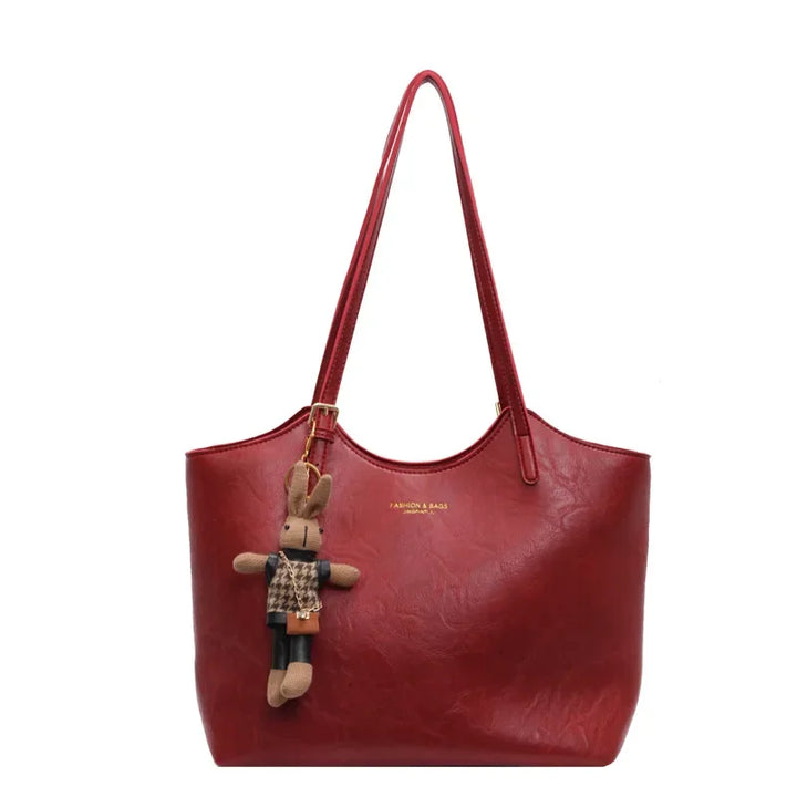 Women's Leather Tote Bag for Organized Everyday Carry in Red