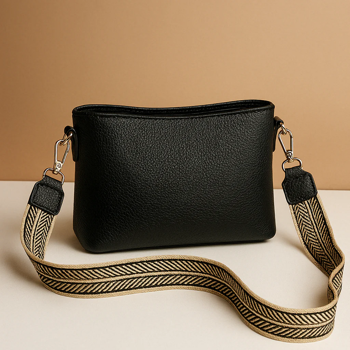 Women's Leather Tote Bag for Work and Travel in Black