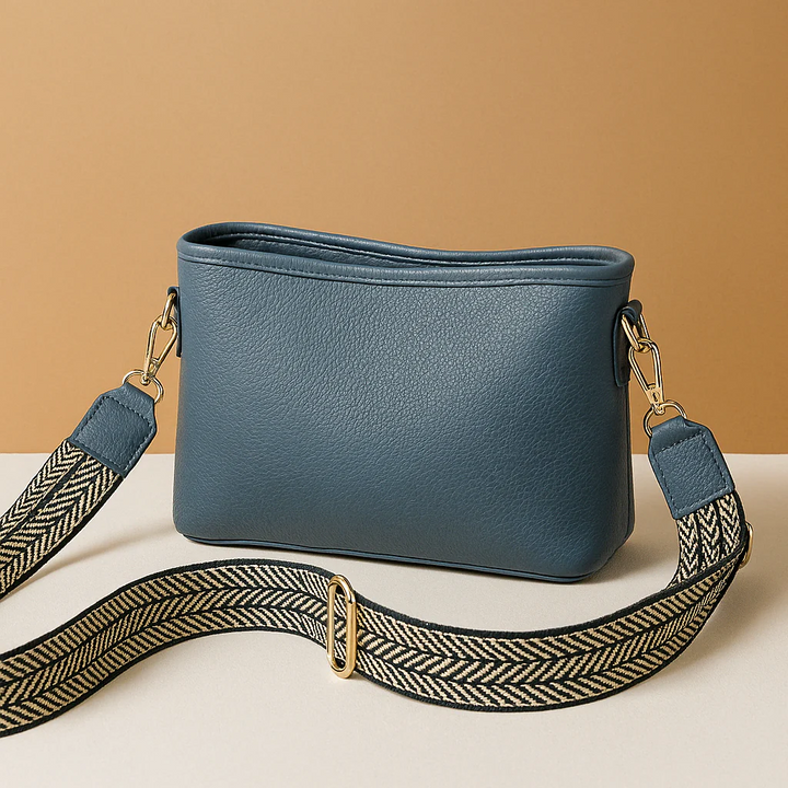 Women's Leather Tote Bag for Work and Travel in Blue