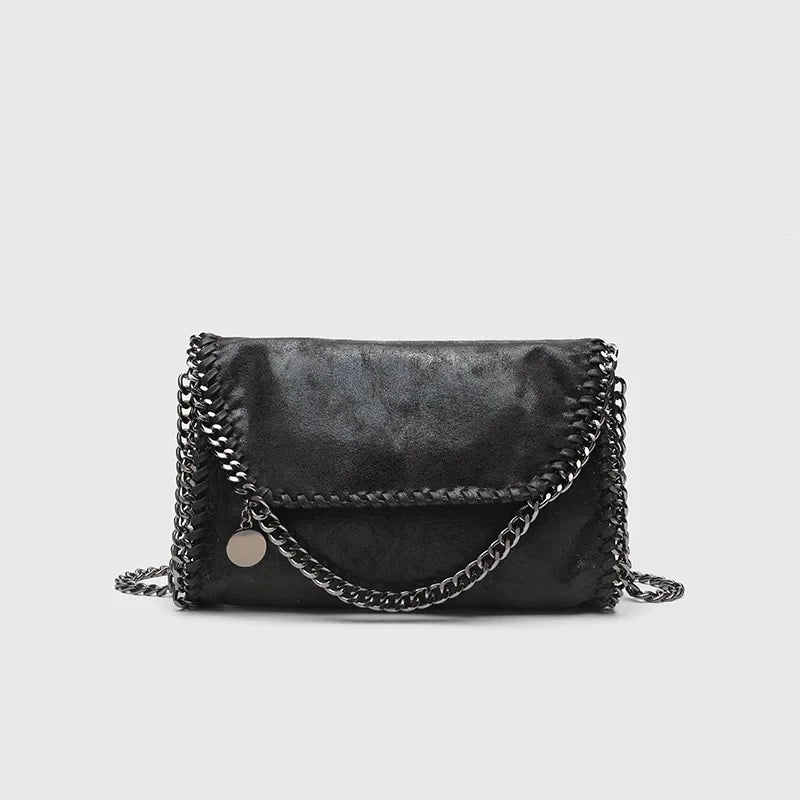 Women's Leather Tote Bag with Vintage Gothic in Black