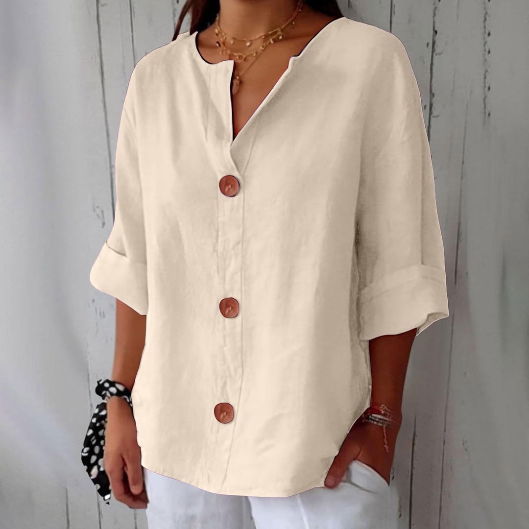 Women's Light Linen Blouse for Summer in Beige