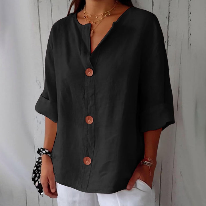 Women's Light Linen Blouse for Summer in Black