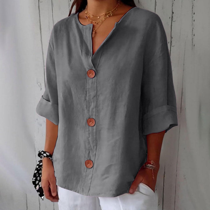Women's Light Linen Blouse for Summer in Grey