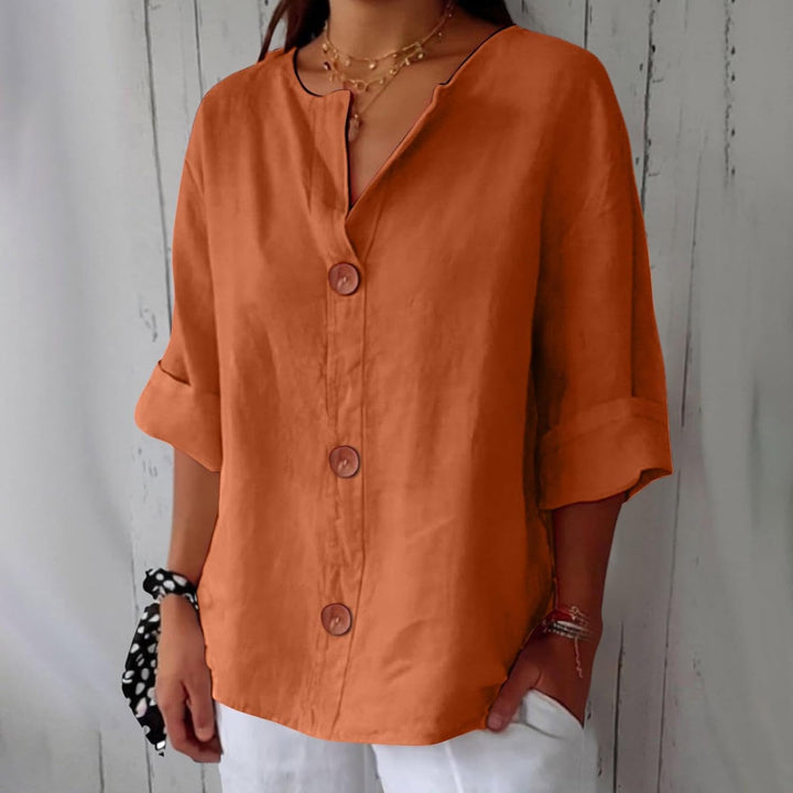Women's Light Linen Blouse for Summer in Orange