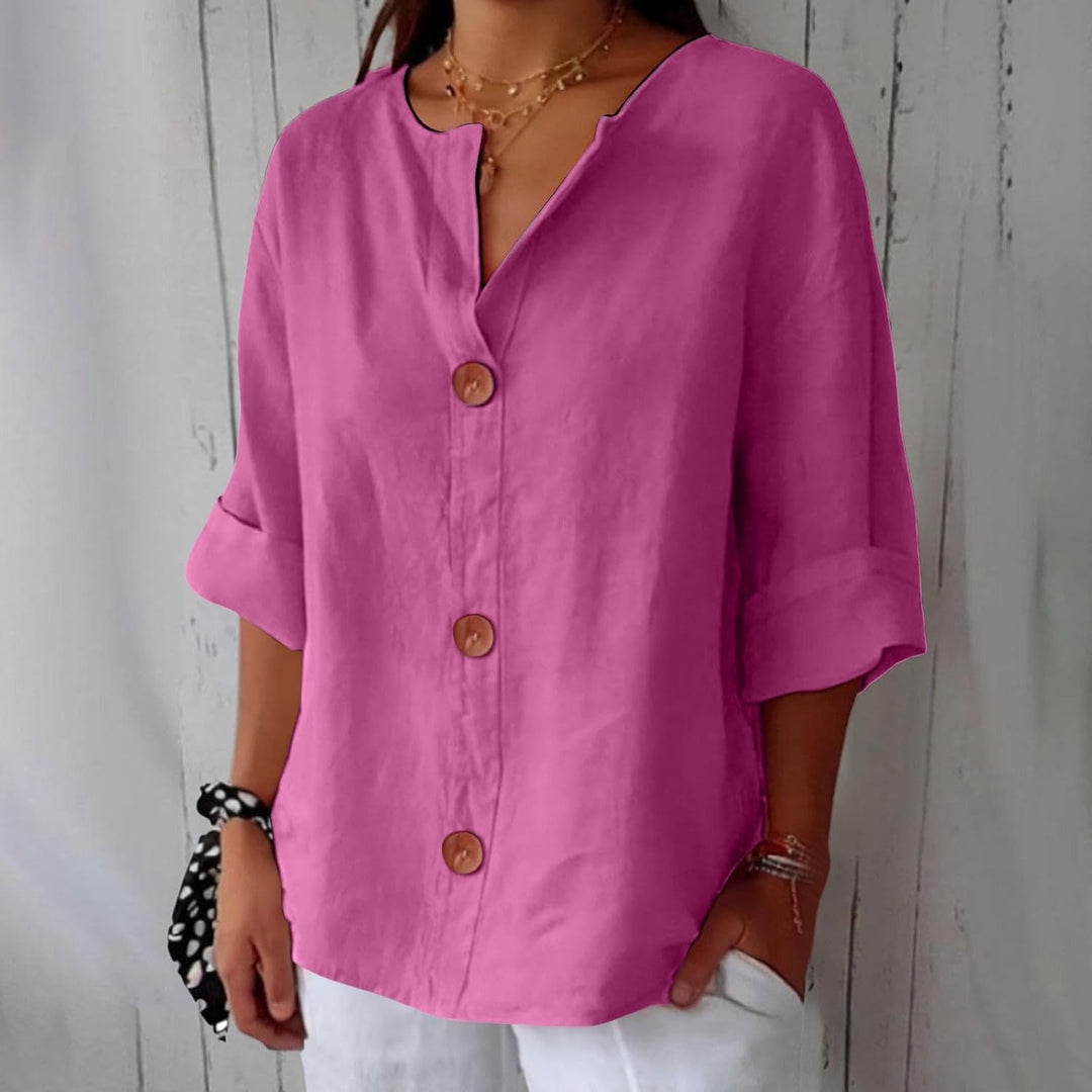 Women's Light Linen Blouse for Summer in Pink