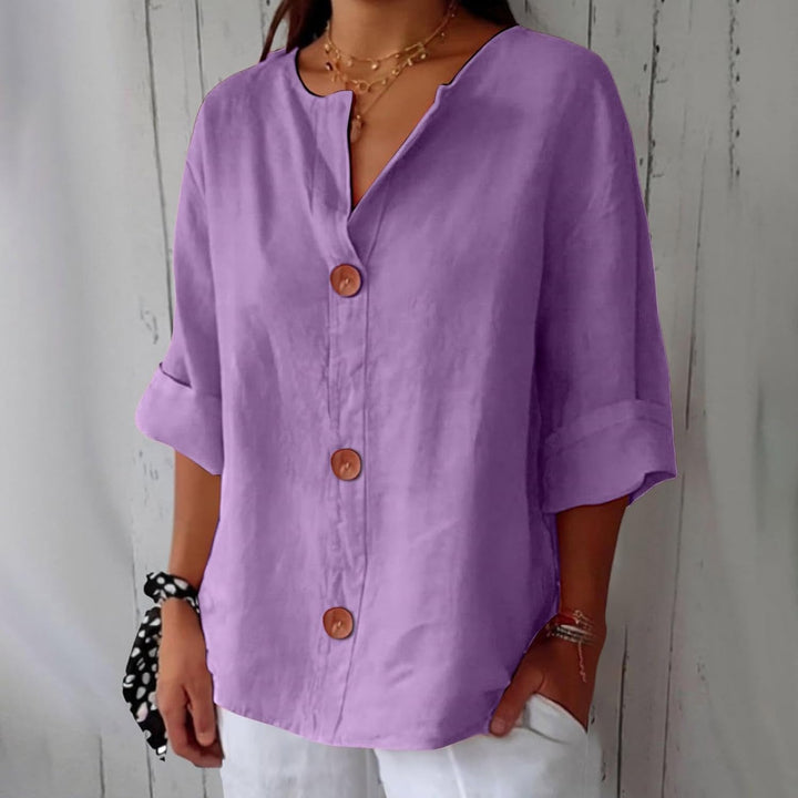 Women's Light Linen Blouse for Summer in Purple