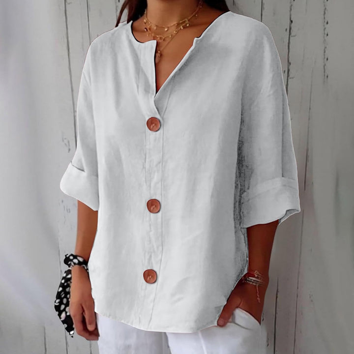 Women's Light Linen Blouse for Summer in White