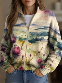 Elsie | Women's Lightweight Cardigan with Watercolor Print