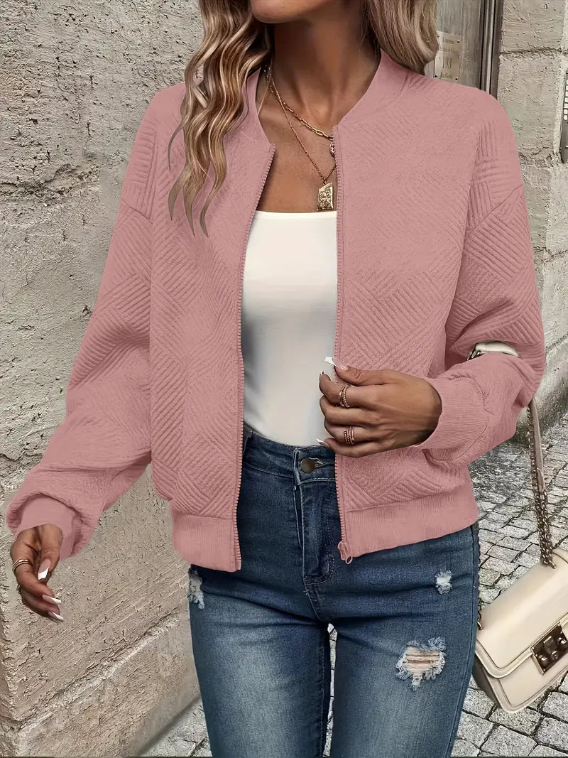 Women's Lightweight Casual Jacket for Autumn in Pink