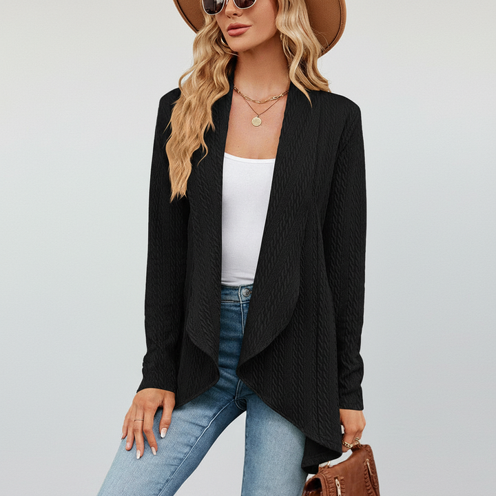 Women's Lightweight Knit Cardigan for Layering in Black