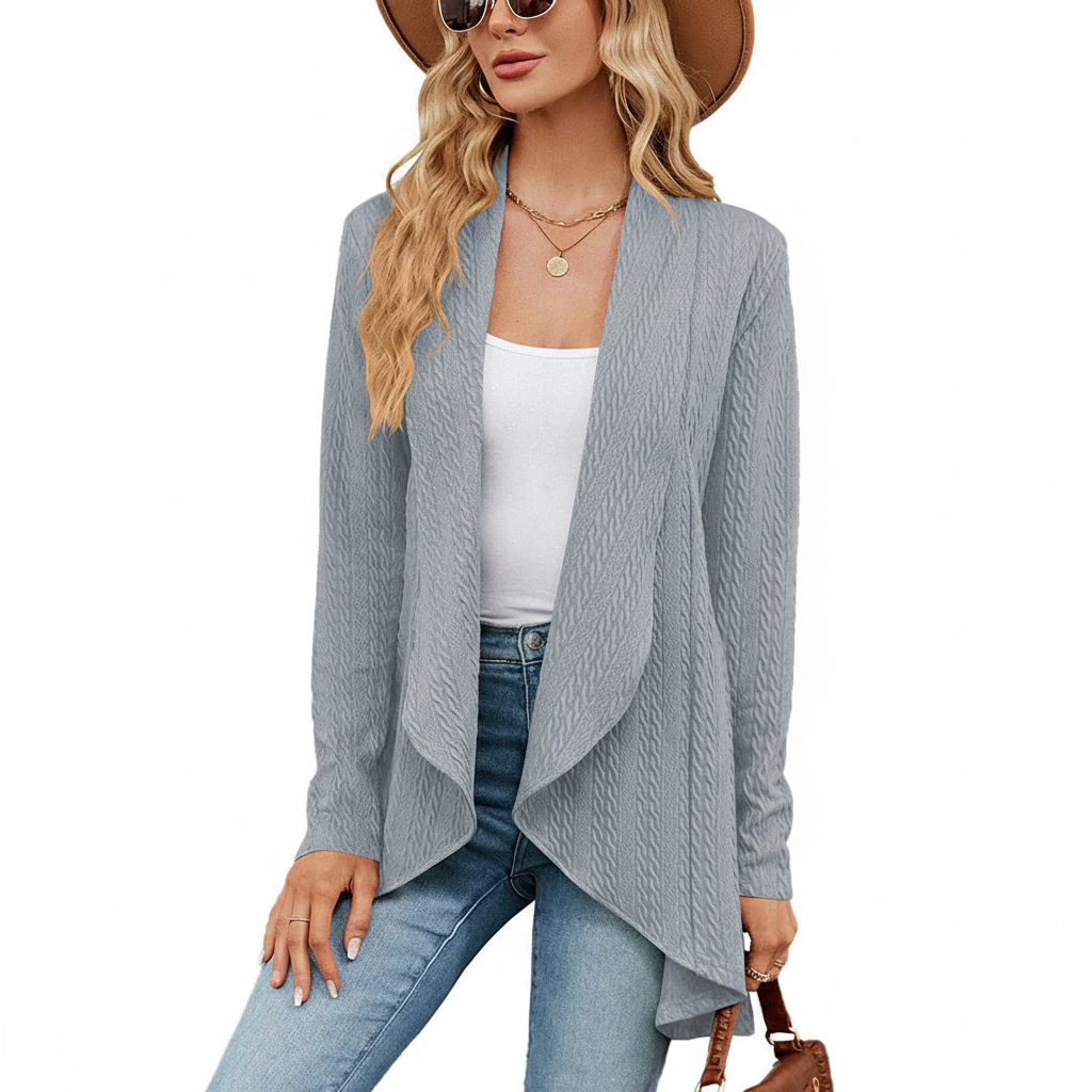 Women's Lightweight Knit Cardigan for Layering in Grey