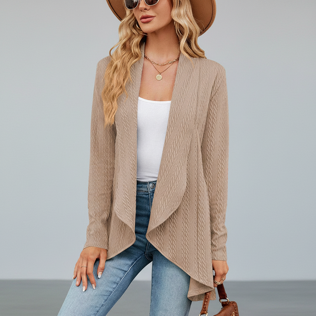 Women's Lightweight Knit Cardigan for Layering in Khaki