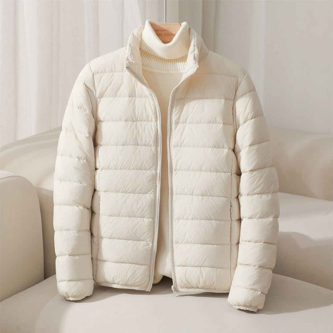 Women's Lightweight Puffer Jacket for Autumn in Beige