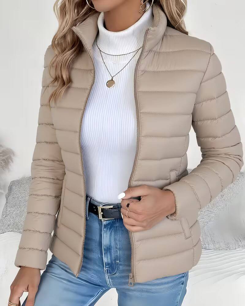 Women's Lightweight Quilted Autumn Coat in Beige