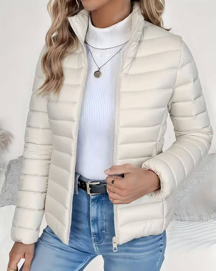 Women's Lightweight Quilted Autumn Coat in Cream