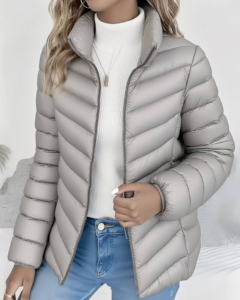 Women's Lightweight Quilted Autumn Coat in Grey