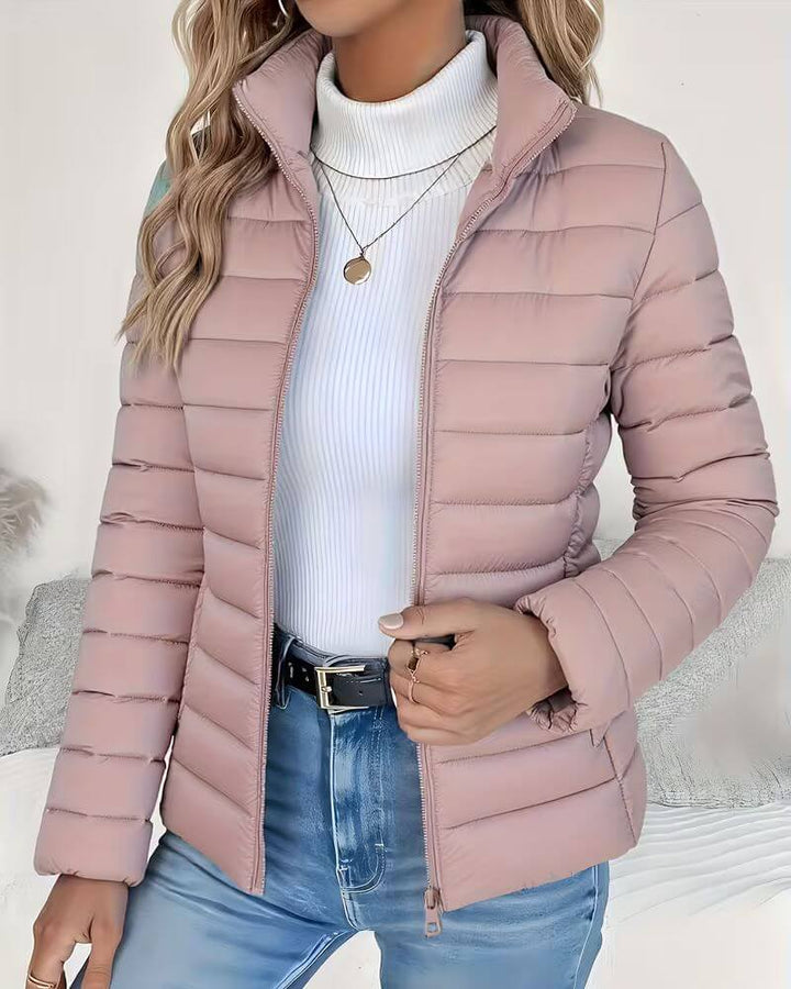Women's Lightweight Quilted Autumn Coat in Pink