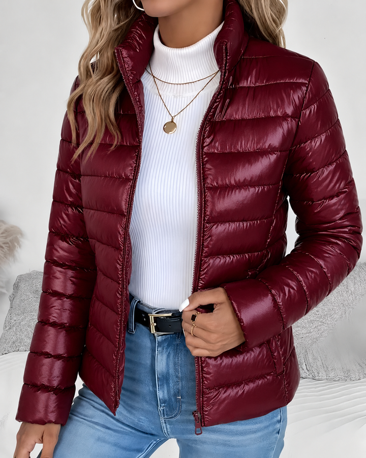 Women's Lightweight Quilted Autumn Coat in Red
