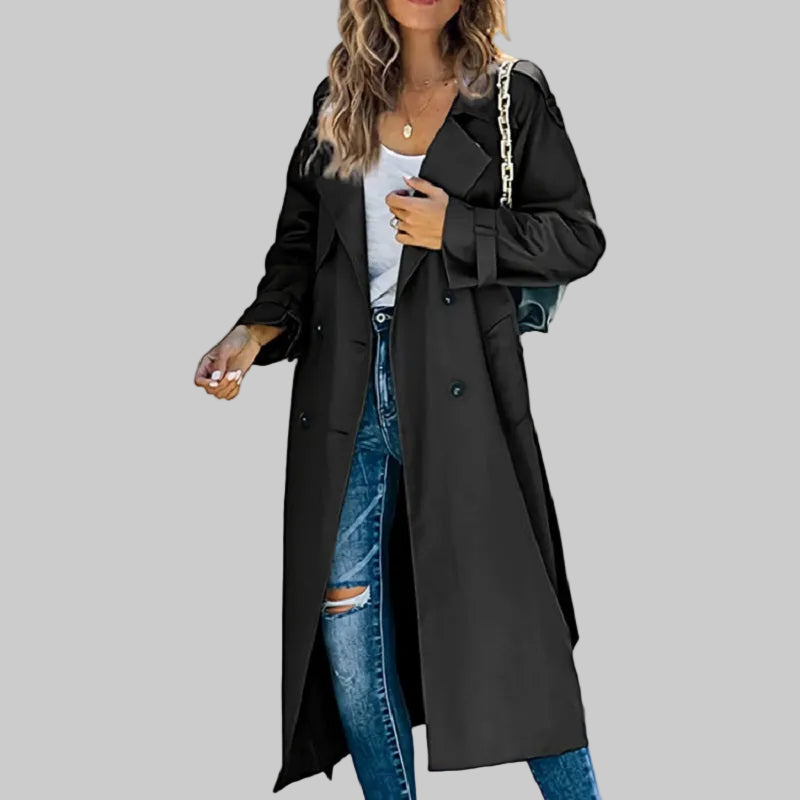 Women's Lightweight Trenchcoat for Autumn Elegance in Black