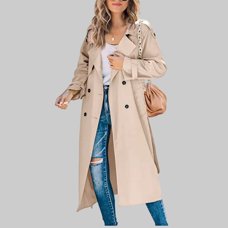 Women's Lightweight Trenchcoat for Autumn Elegance in Khaki