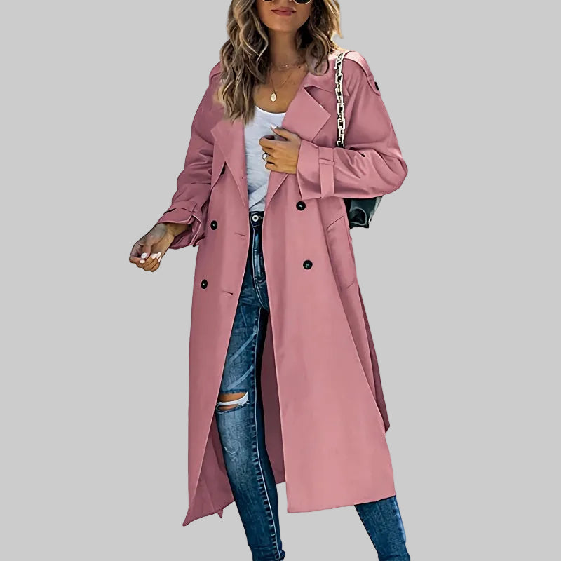 Women's Lightweight Trenchcoat for Autumn Elegance in Pink