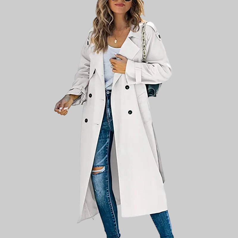 Women's Lightweight Trenchcoat for Autumn Elegance in White