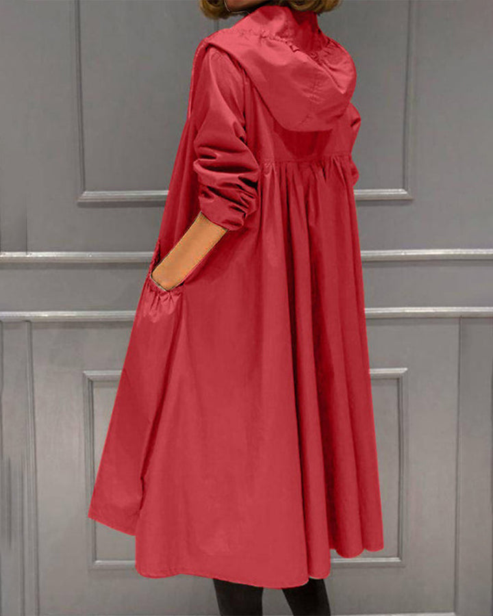 Women's Lightweight Water-Resistant Trenchcoat for Fall in Red