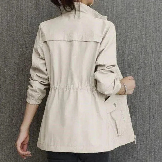 Women's Lightweight Waterproof Trench Jacket for Autumn in Beige