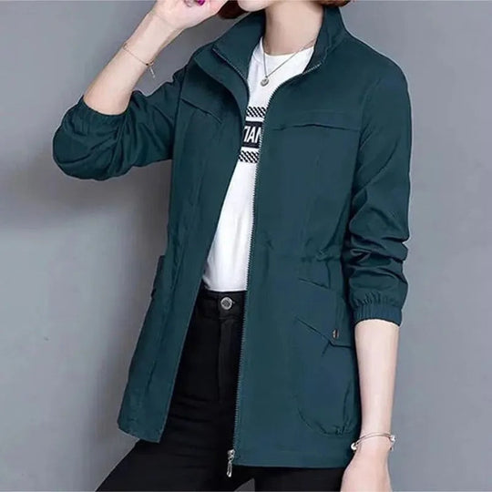 Women's Lightweight Waterproof Trench Jacket for Autumn in Khaki 2