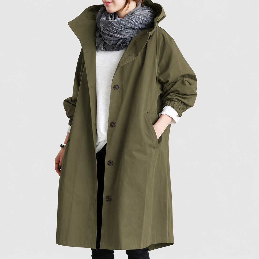 Women's Lightweight Waterproof Trenchcoat for Everyday in Armeegrün