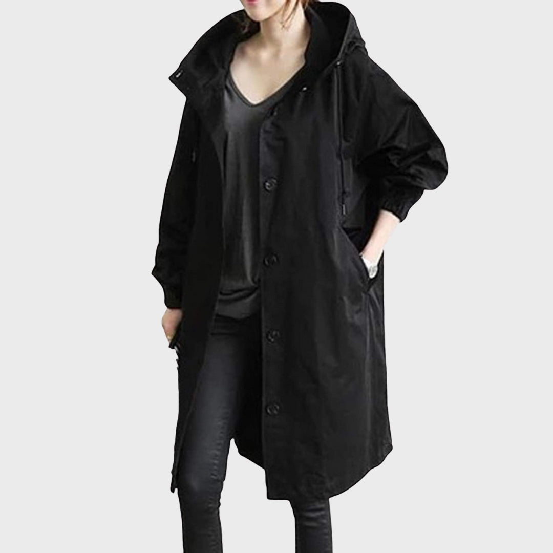 Women's Lightweight Waterproof Trenchcoat for Everyday in Black